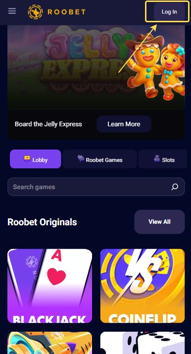 Step 1 - Roobet Login